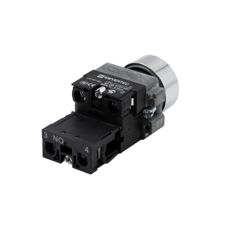 Кнопка плоская белая с подсветкой, 24V AC/DC, 1NO, IP67, металл