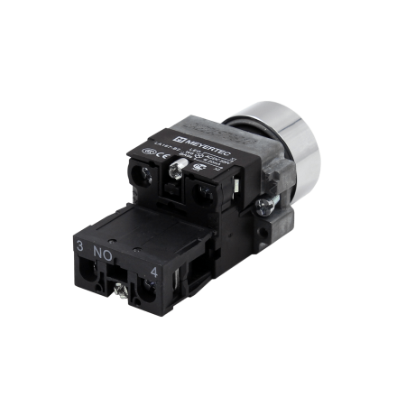 Кнопка плоская зеленая с подсветкой, 24V AC/DC, 1NO, IP67, металл