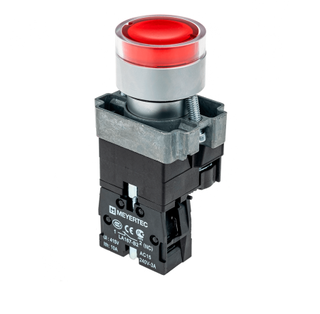 Кнопка с подсветкой красная 220V 1NC