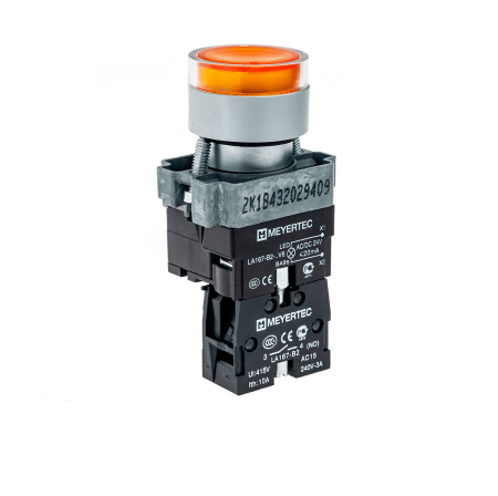 Кнопка с подсветкой желтая 220V 1NO