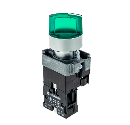 Переключатель с подсветкой, с фиксацией, 24V AC/DC, зеленый, 2 положения, 1NO