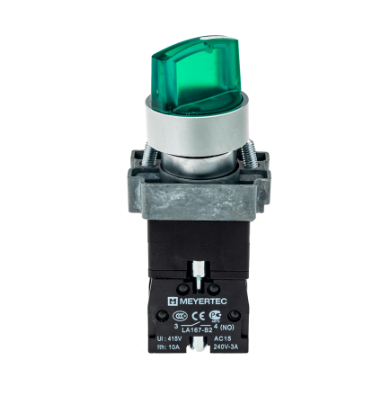 Переключатель с подсветкой, с фиксацией, 24V AC/DC, зеленый, 2 положения, 1NO