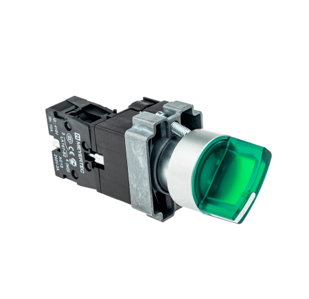 Переключатель с подсветкой, с фиксацией, 24V AC/DC, зеленый, 2 положения, 1NO