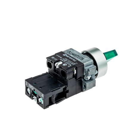 Переключатель с подсветкой, с фиксацией, 24V AC/DC, зеленый, 2 положения, 1NO