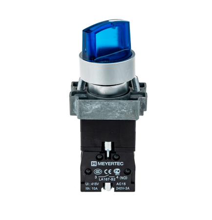 Переключатель с подсветкой, с фиксацией, 24V AC/DC, синий, 2 положения, 1NO