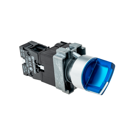 Переключатель с подсветкой, с фиксацией, 24V AC/DC, синий, 2 положения, 1NO