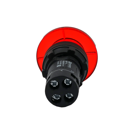 Кнопка грибовидная красная с подсветкой, Ø40 мм, 1NC, 24V AC/DC, IP54, пластик