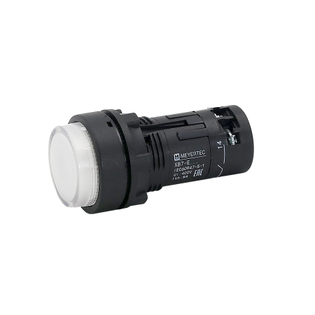 Кнопка белая выступающая с подсветкой, 1NO, 220V AC, IP54, пластик