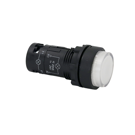 Кнопка белая выступающая с подсветкой, 1NO, 24V AC/DC, IP54, пластик
