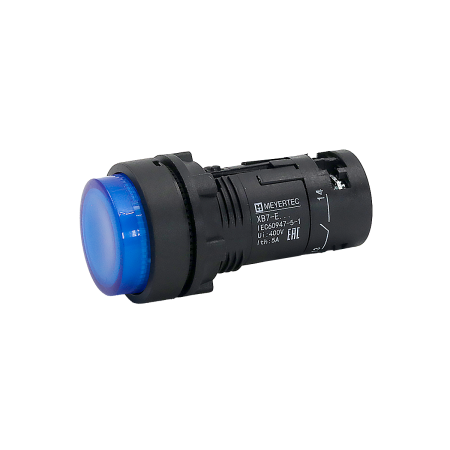 Кнопка синяя выступающая с подсветкой, 1NO, 24V AC/DC, IP54, пластик