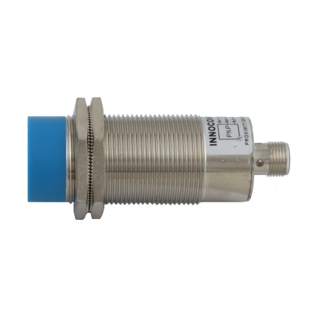 INNOCONT Индуктивный датчик, M30x1,5, L=78 мм, неэкранированный, зона срабатывания 15 мм, -25 +60 С, 12…24 VDC, IP67, выход: PNP NO, макс. ток 200 мА, разъем M12 SLI-30P15C