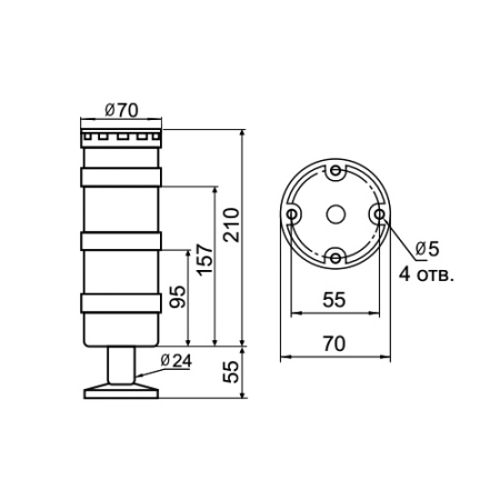 Светосигнальная колонна INNOCONT TL70B-024-RR-55
